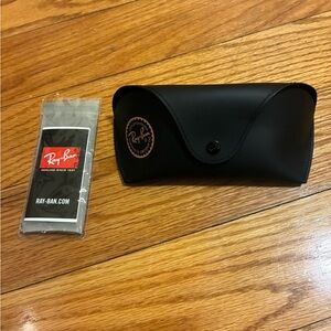 Ray-Ban Black and Gold Sunglasses Case - Passport - Cleaning Cloth